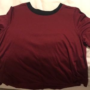 Maroon shirt w/ black trim